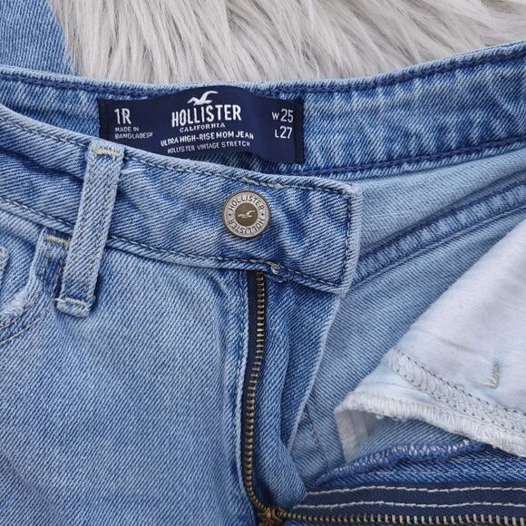 Hollister Sz 1R Ultra High Rise Mom Jean Vintage Stretch Patch Distressed Jeans - Picture 14 of 14